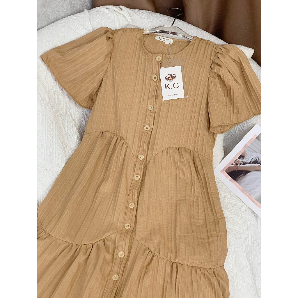 Đầm kẻ caro tay cánh tiên + áo lót trong