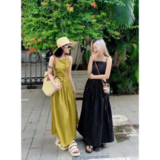 ĐẦM MIDI HAI DÂY KHOÉT EO