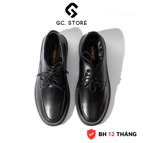 Giày đốc nam da mềm, giày da mũi tròn đế cao khâu đế thanh lịch