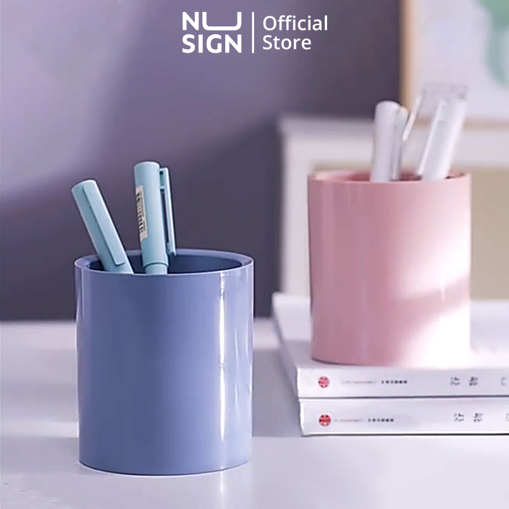 Ống cắm bút để bàn Nusign - Chất liệu nhựa cao cấp - Xanh dương/Hồng 1 chiếc - NS023