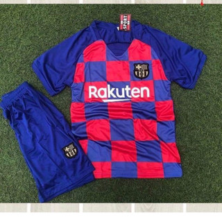 Bộ quần áo bóng đá Barcelona kẻ ô - In tên số áo theo yêu cầu - Hàng thun lạnh cao cấp loại 1