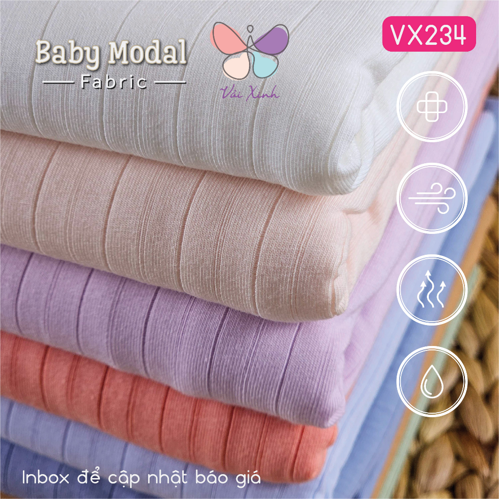 Vải Thun cotton Baby Modal co giãn 4 chiều may đồ Xuân Hè cho bé hàng chính phẩm