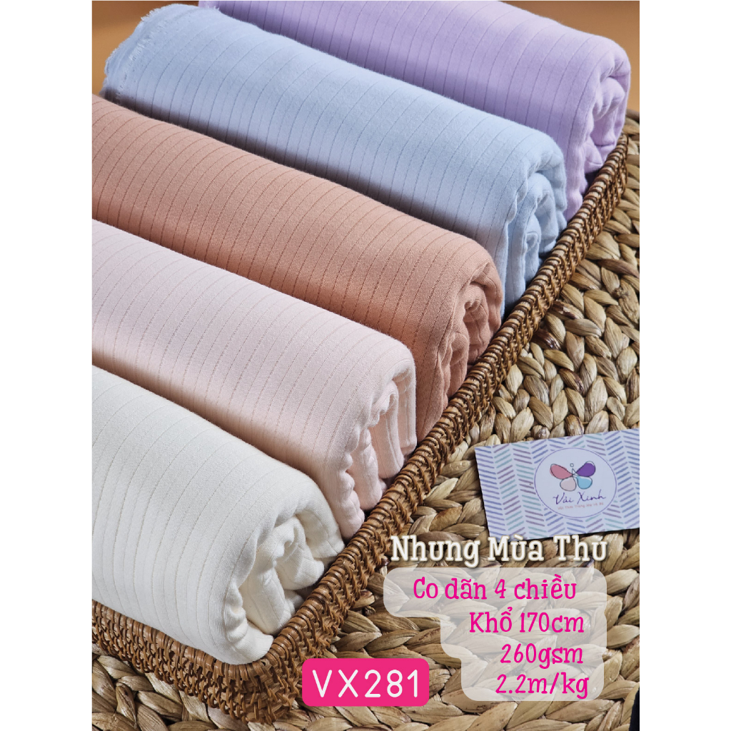 Vải Thun cotton Nhung Mùa Thu co giãn 4 chiều may đồ thu đông cho bé hàng chính phẩm