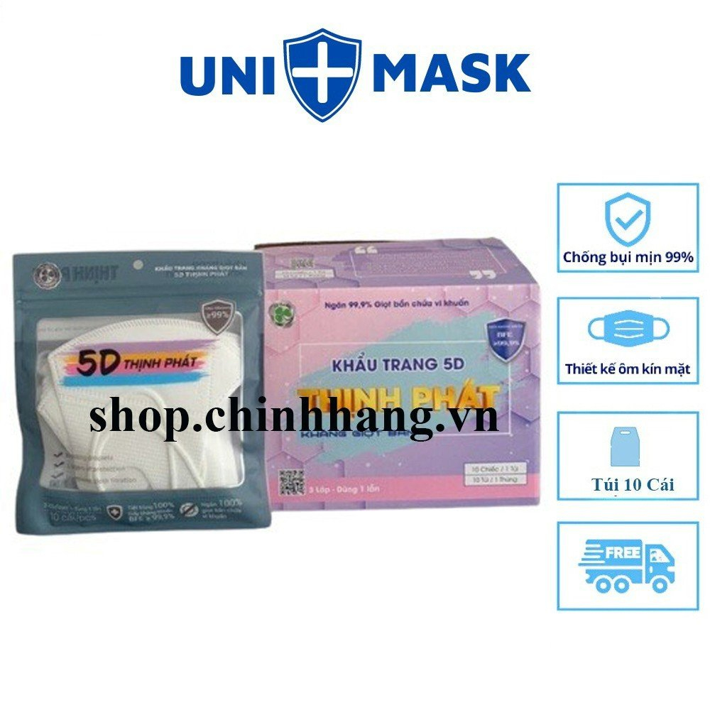 [Free Ship] - 200 Chiếc Khẩu Trang 5D Thịnh Phát 3 Lớp Kháng Khuẩn