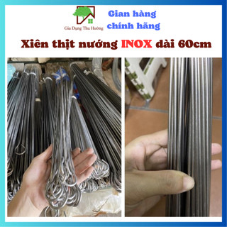 Que xiên nướng thịt bằng inox dài 60cm