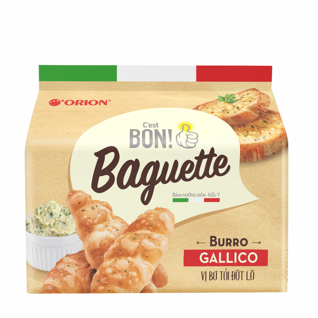 Bánh Mì Baguette Bon Orion Nướng Vị Bơ Tỏi Kiểu Ý 180g ( 5 gói x 36g )