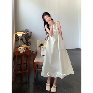 [VTN01-HẾT HÀNG] Váy maxi chất linen sát nách nhún ngực phong cách Vintage Hàn Quốc