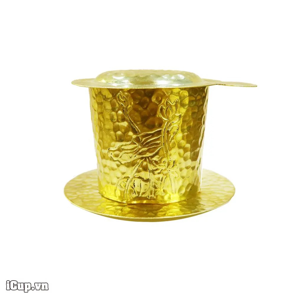 Phin cà phê bằng đồng thau hoạ tiết hoa sen Việt Nam
