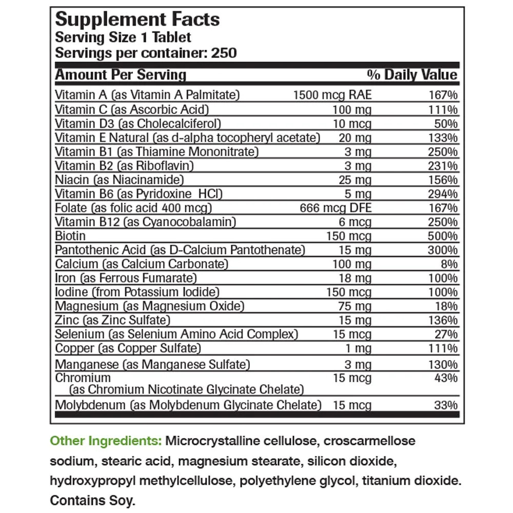 Organic Multivitamin Formula - 100/250 viên Mỹ - Bổ cơ thể