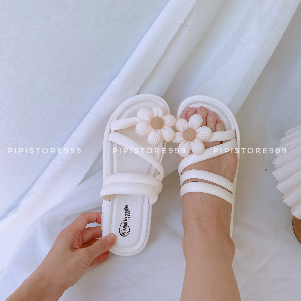 Sẵn Dép Lê Dây Hoa Đế Cao Su Mềm Êm Chân Cao 3Cm Cho Mùa Hè G056