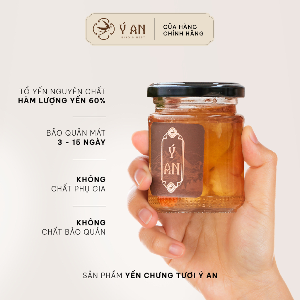 Set quà Túi xách yến chưng tươi 6 hũ x 80ml Yến chưng tươi nguyên chất Ý An