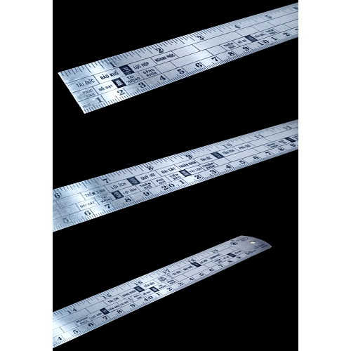 Thước Lá Thép Dài 50cm Và 1 Mặt Hệ Cm - Hệ Inch - Lỗ Ban Dày 1mm Rộng 33mm Dãy Đo Chính Xác Thông Số 3 Trong 1 Tiện Dụng