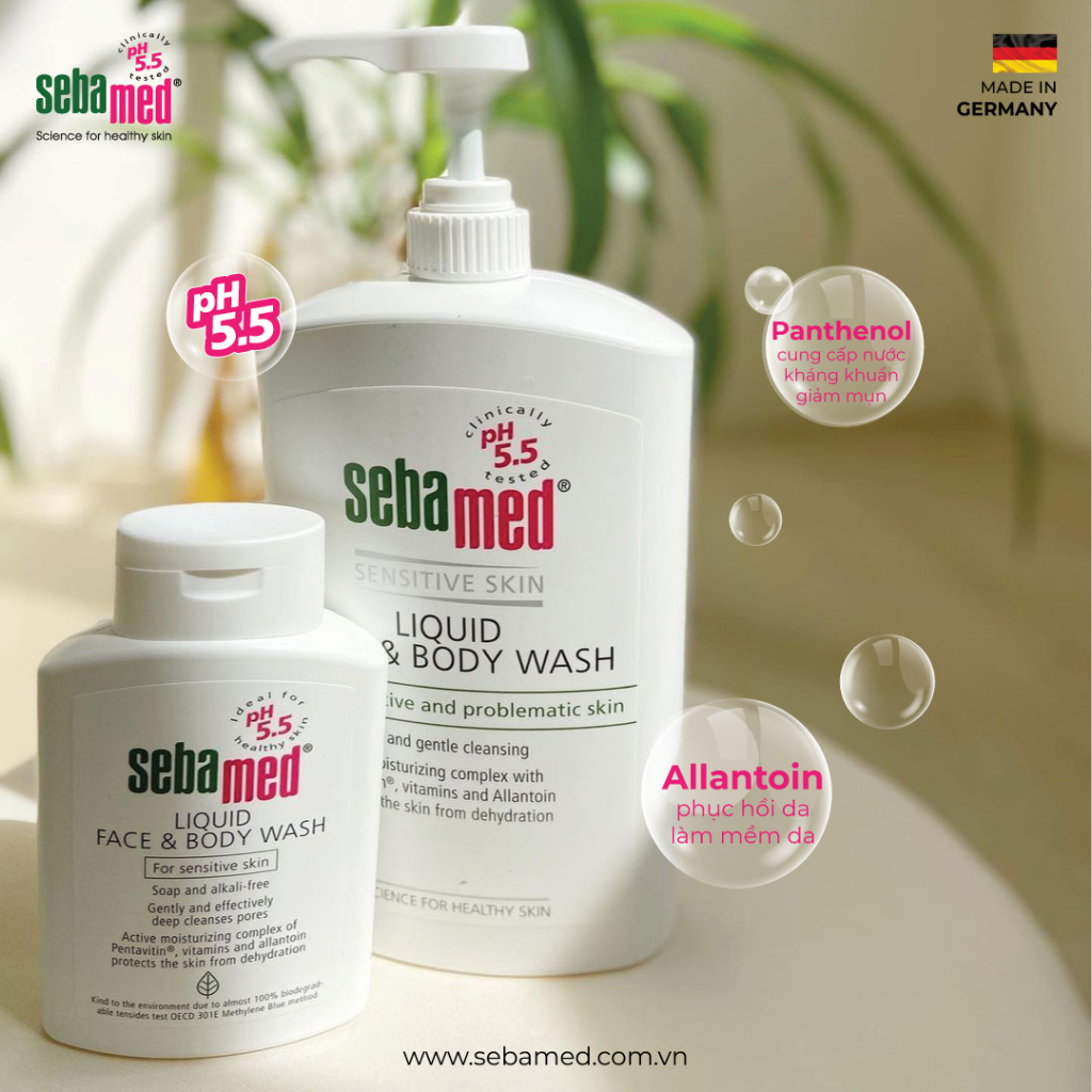 Sữa Rửa Mặt Và Tắm Toàn Thân Sebamed Face & Body Wash pH5.5