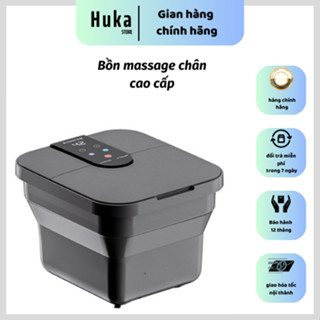 Bồn ngâm chân massage thư giãn HUKA có sục khí con lăn, máy massage chân gấp gọn, điều khiển từ xa, cảm ứng