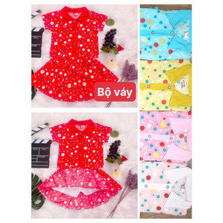 (4 set 4 màu 4 họa tiết khác nhau) Combo 4 Set Áo Kèm Chân Váy  (có quần lót trong ) Bé (6-14kg)