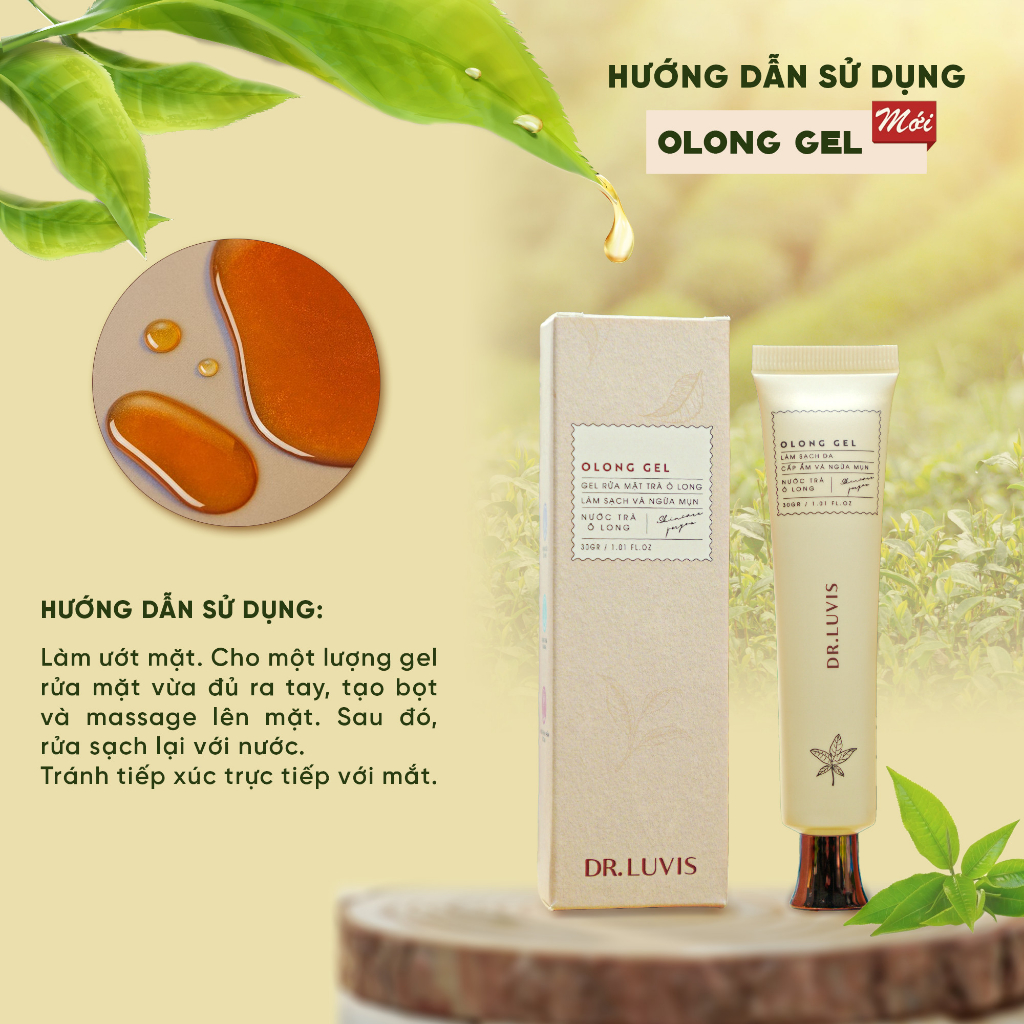 Bộ 3 Gel rửa mặt trà Olong Dr.Luvis làm sạch và cấp ẩm làn da 30gr