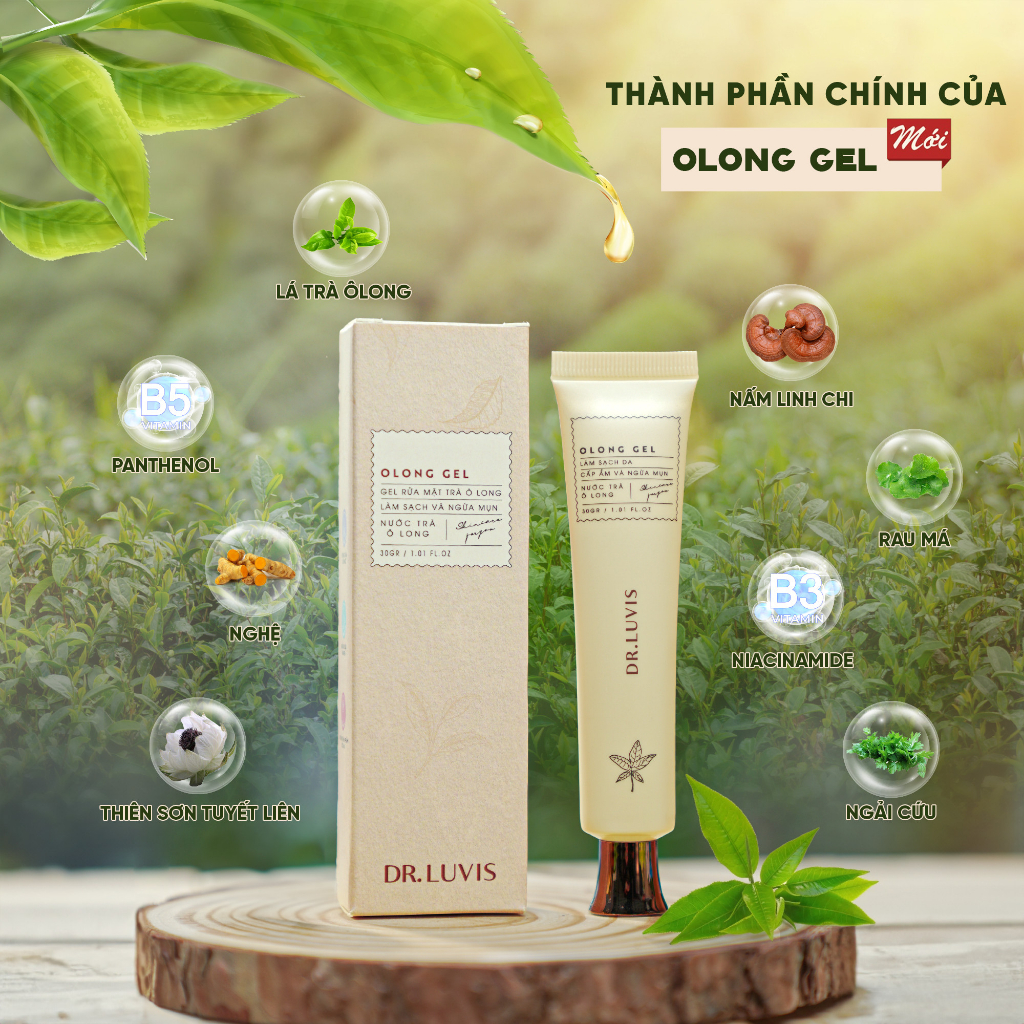 Bộ 3 Gel rửa mặt trà Olong Dr.Luvis làm sạch và cấp ẩm làn da 30gr
