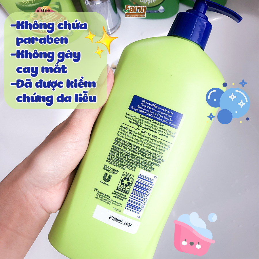 Sữa Tắm Gội Cho Bé Suave Kids 3 in1 Hương táo, dưa hấu và dâu, 532ml USA
