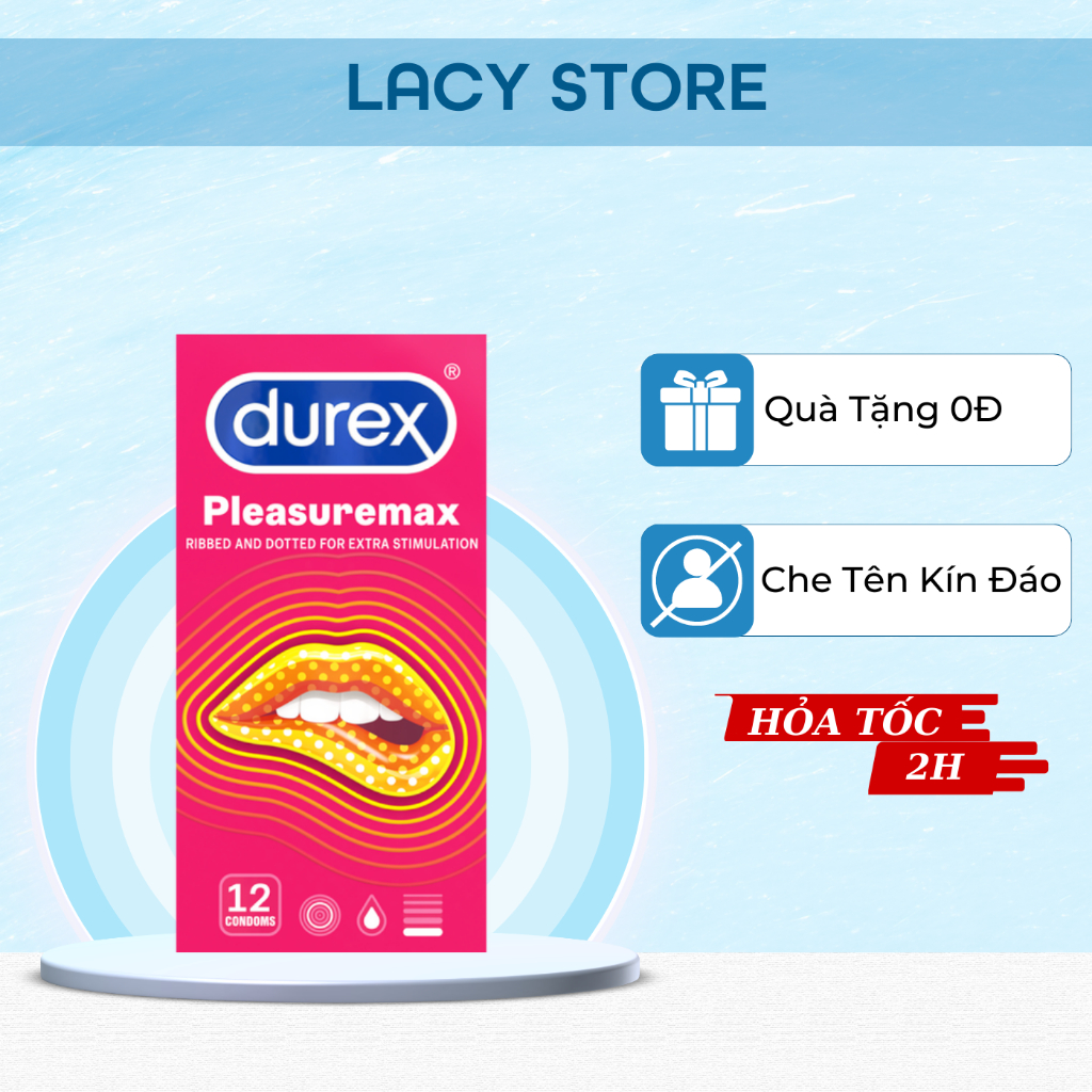 Bao cao su durex pleasuremax siêu mỏng kéo dài thời gian quan hệ hộp 12 chiếc