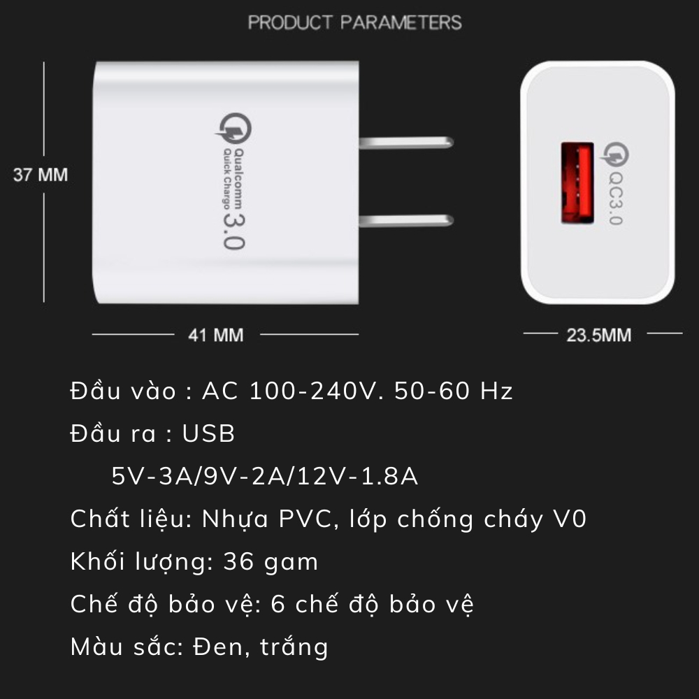 Củ Sạc Nhanh 20W USB Type C QC3.0 cho điện thoại Android máy tính bảng Samsung Sony Iphone...