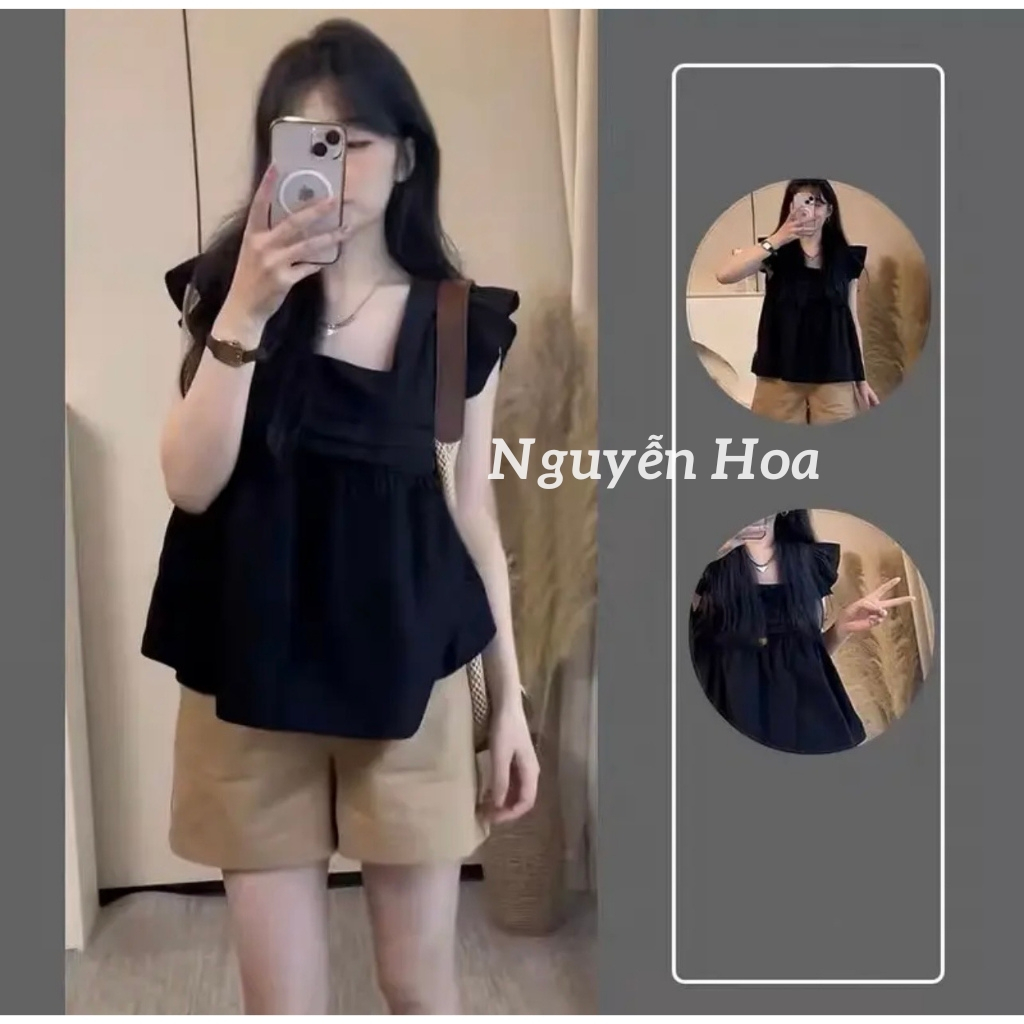Set áo babydoll cánh tiên nhiều màu xinh kèm quần short kiểu dáng tiểu thư nhẹ nhàng