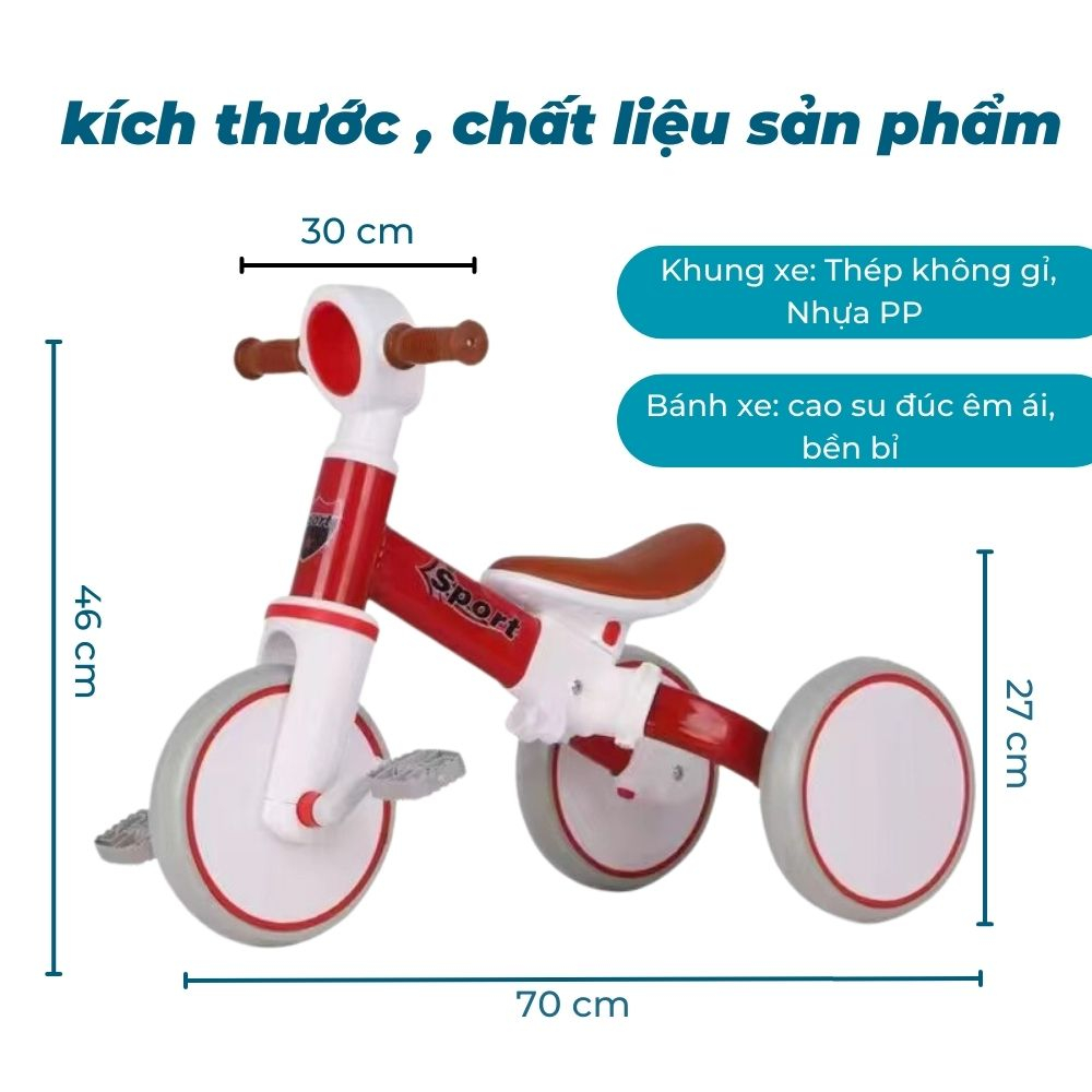 Xe đạp 3 bánh cho bé, xe chòi chân 3 bánh chống lật cho bé
