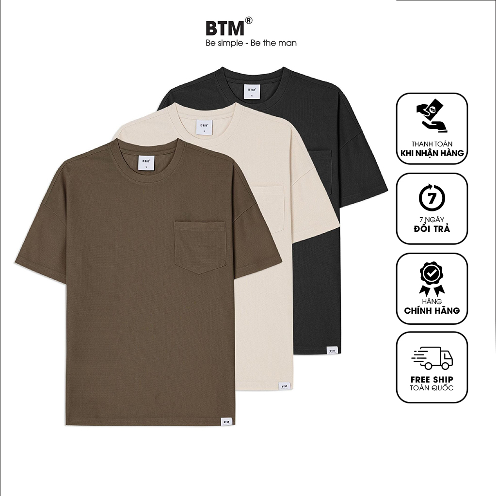 Áo thun cộc tay phối túi ngực BTM Studios chất thun tổ ong thoáng khí, ít nhăn - 8.561