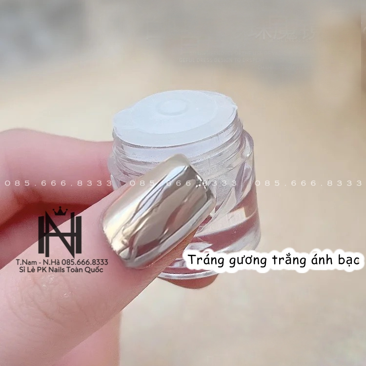 Tráng gương trắng ánh bạc, Tráng gương trắng  cao cấp. phụ kiện nail chính hãng