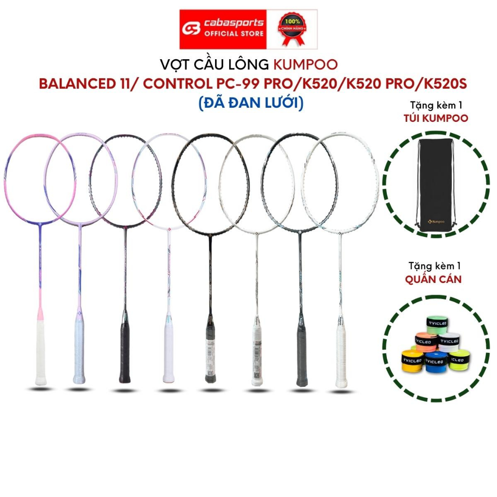 Vợt cầu lông đơn đã đan lưới Kumpoo Power Control K520 siêu nhẹ chính hãng, vợt công thủ toàn diện chất lượng giá rẻ