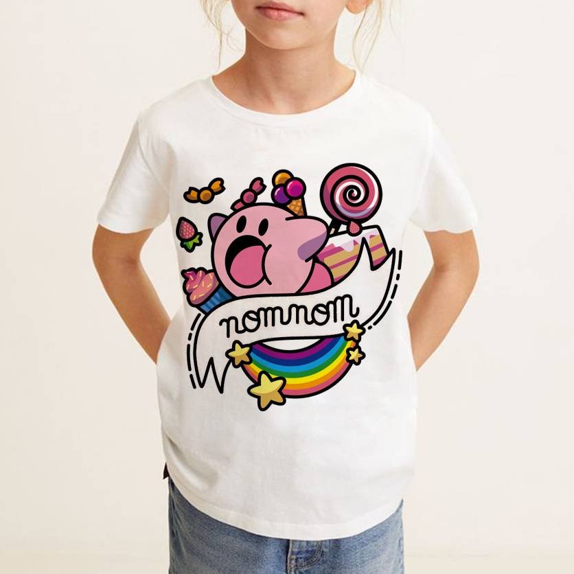 Áo Thun Hình Kirby Dễ Thương Unisex Nam Nữ Trẻ Em