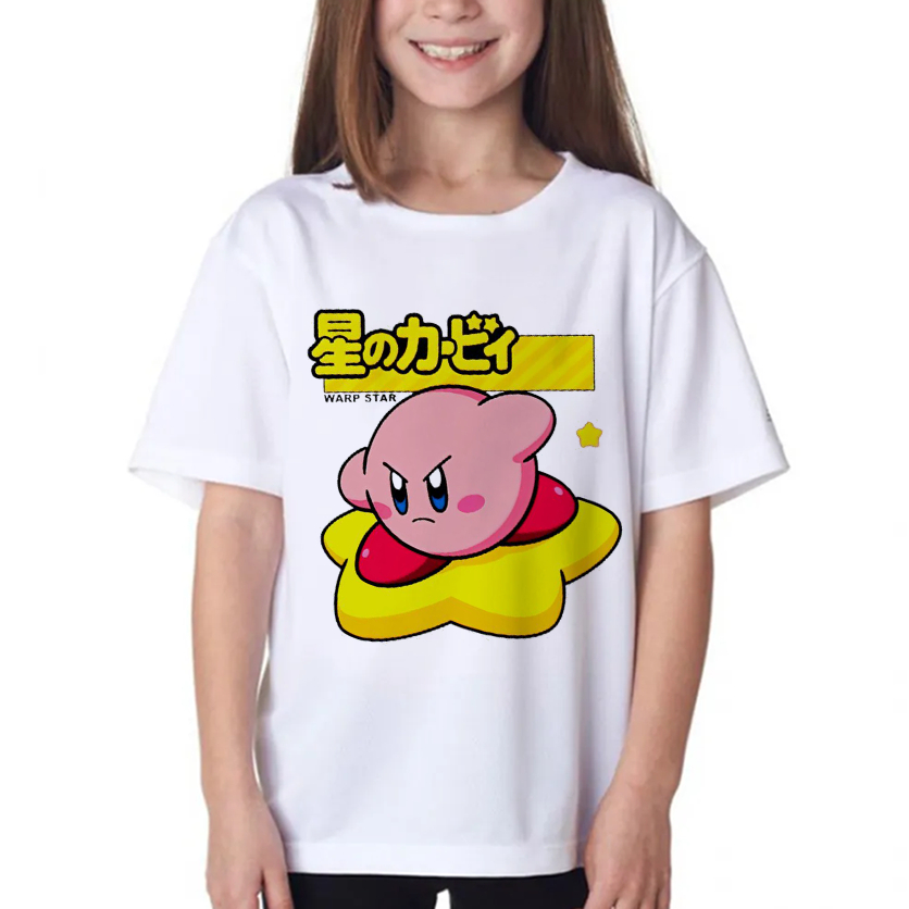 Áo Thun Hình Kirby Dễ Thương Unisex Nam Nữ Trẻ Em
