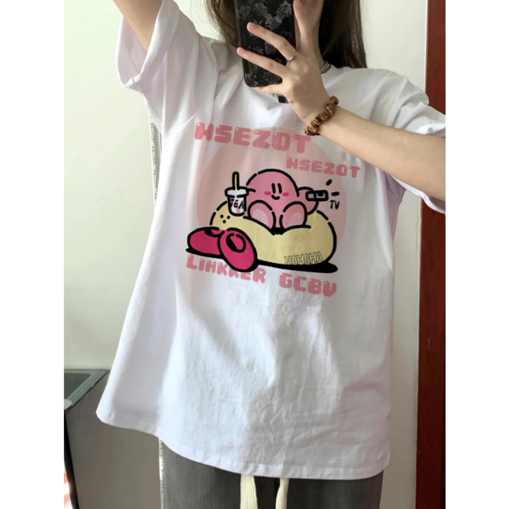 Áo Thun Hình Kirby Dễ Thương Unisex Nam Nữ Trẻ Em