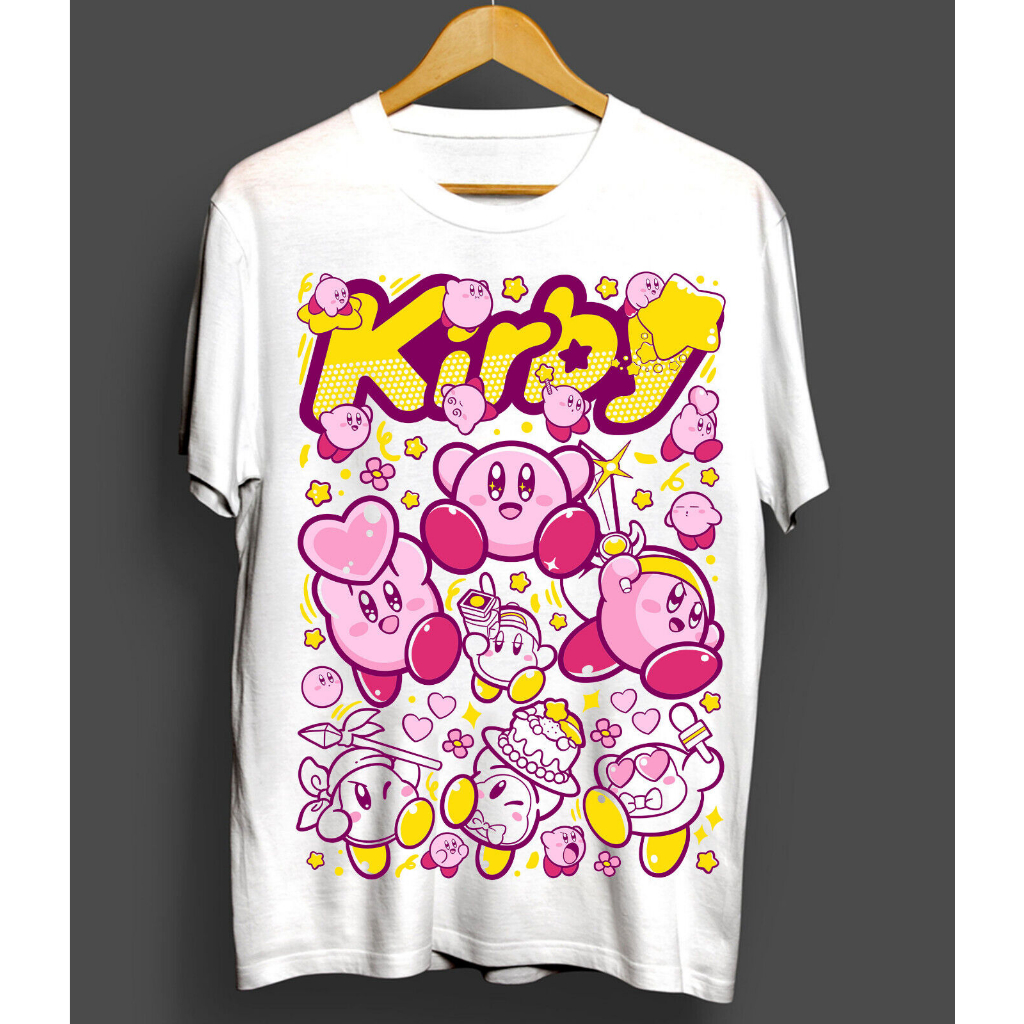 Áo Thun Hình Kirby Dễ Thương Unisex Nam Nữ Trẻ Em