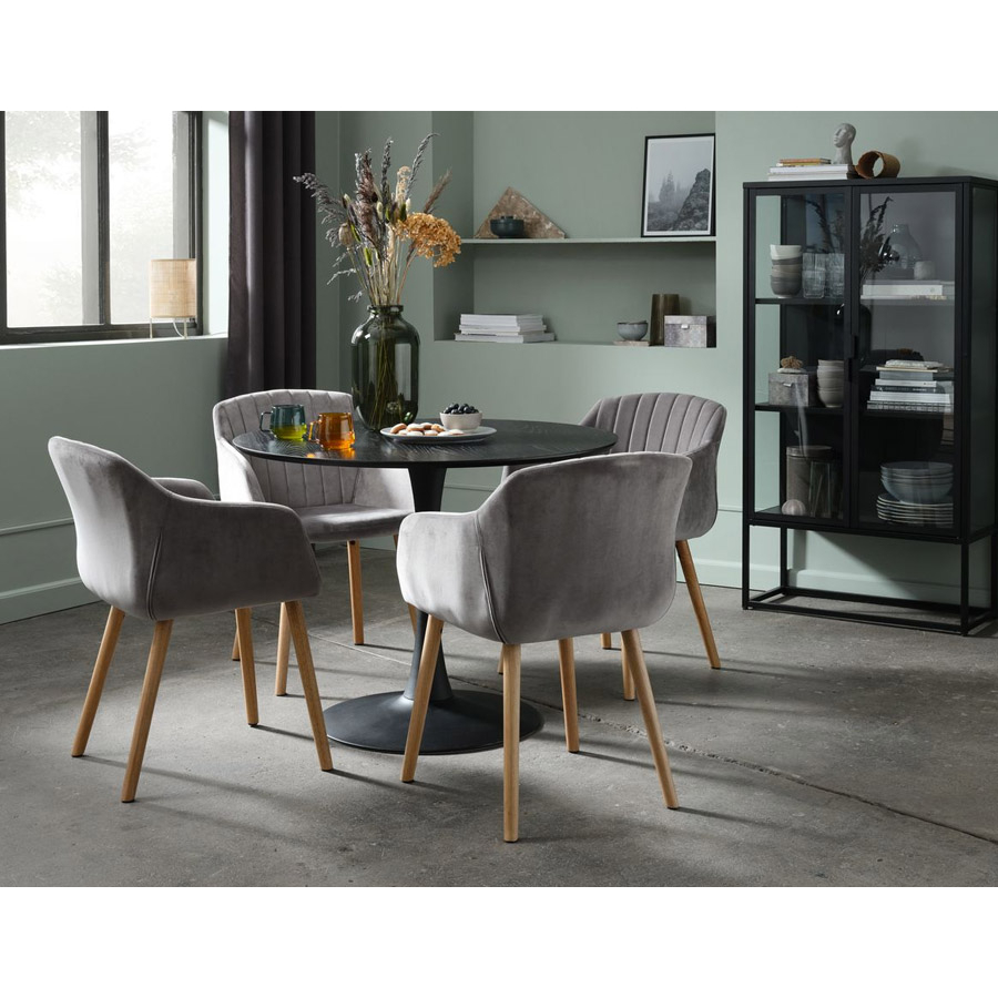 Ghế bàn ăn | JYSK Adslev | polyester/gỗ cao su | be/xám | R59xS60xC80cm