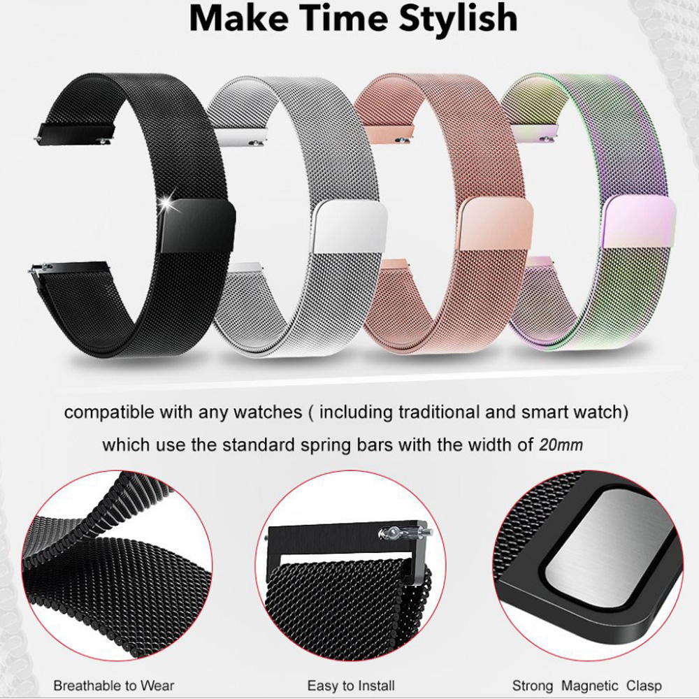 Dây đeo đồng hồ bằng thép không rỉ Milanese dành cho đồng hồ Samsung Galaxy Watch 20 22mm