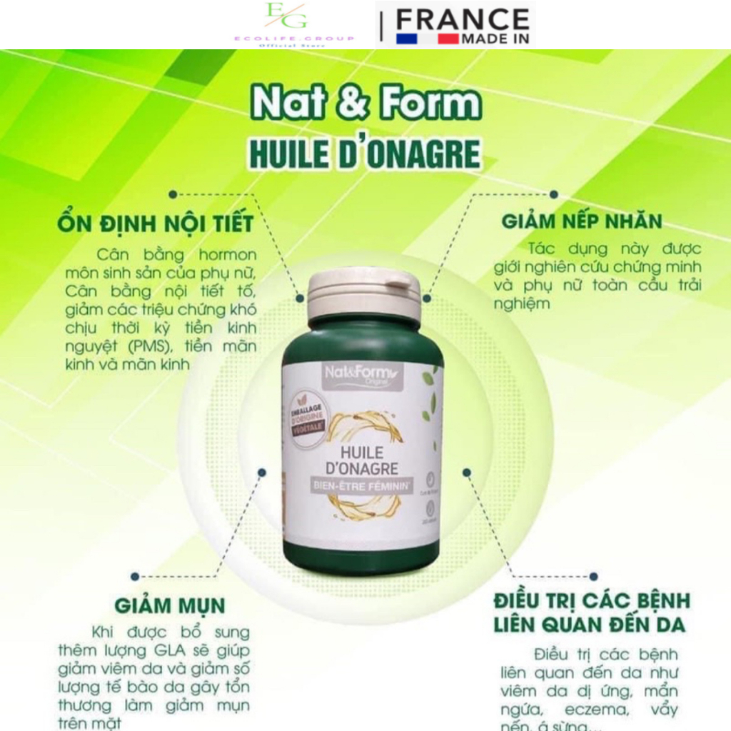 Viên uống tinh dầu hoa anh thảo  Tinh dầu hoa anh thảo hữu cơ NAT & FORM