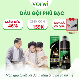 [Mã BMLTB35 giảm đến 35K đơn 99K] Dầu gội thảo dược phủ bạc Vonvi đen tóc từ thiên nhiên nhuộm tóc không cần tẩ