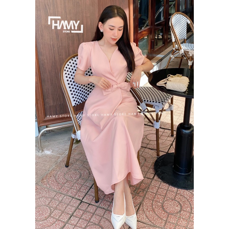 Đầm Nơ Eo Có Tay