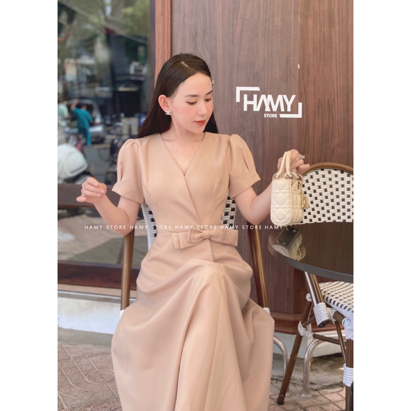 Đầm Nơ Eo Có Tay