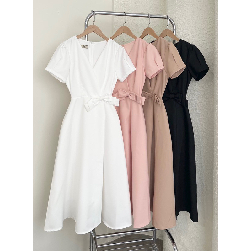 Đầm Nơ Eo Có Tay