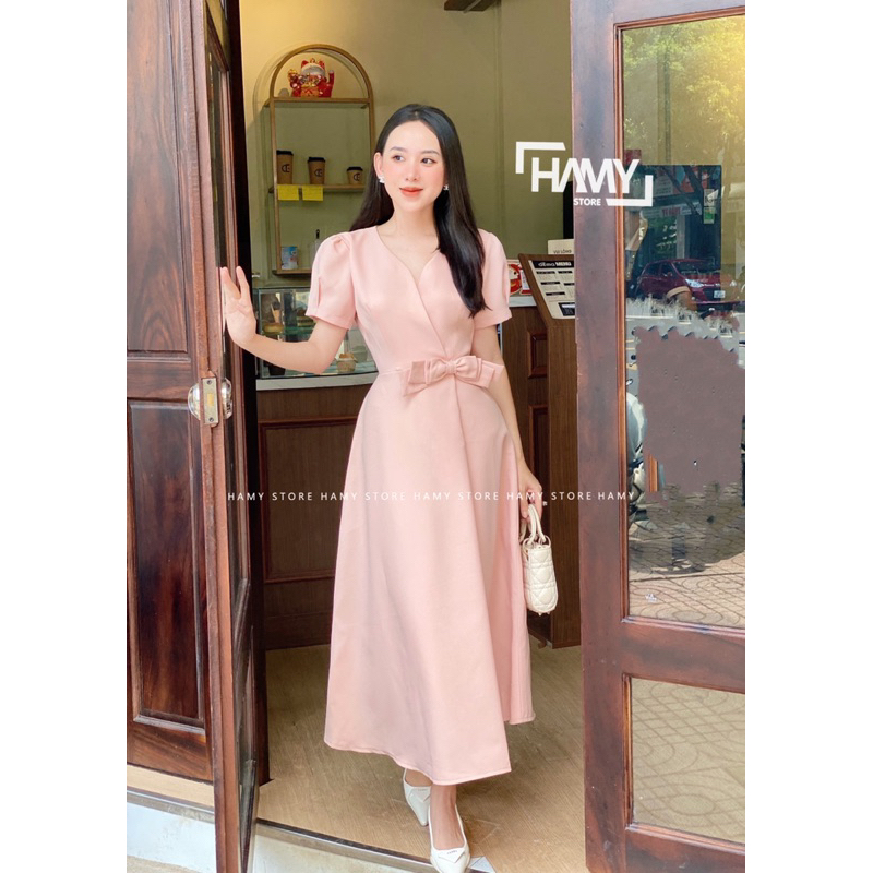 Đầm Nơ Eo Có Tay