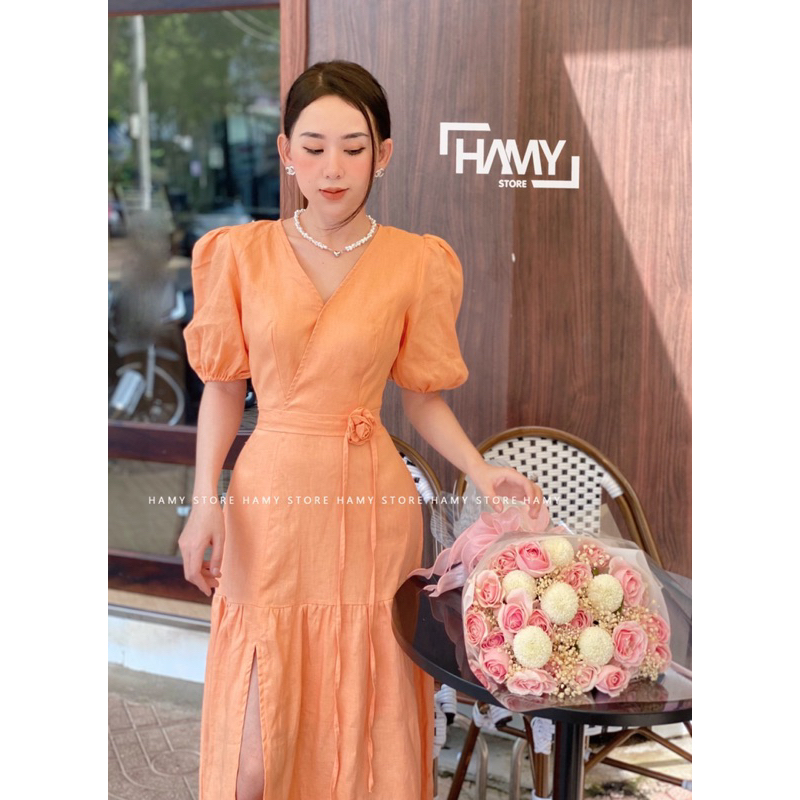 Đầm Hoa Hồng Dây Eo