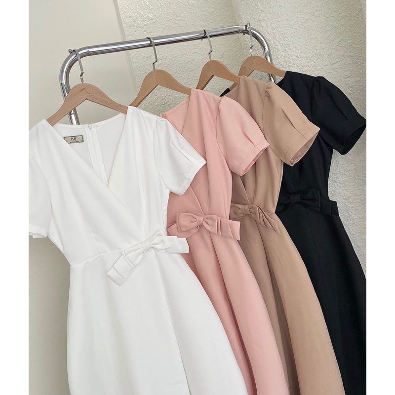 Đầm Nơ Eo Có Tay