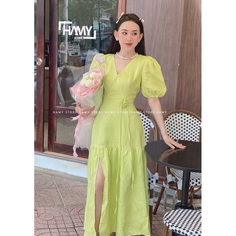 Đầm Hoa Hồng Dây Eo