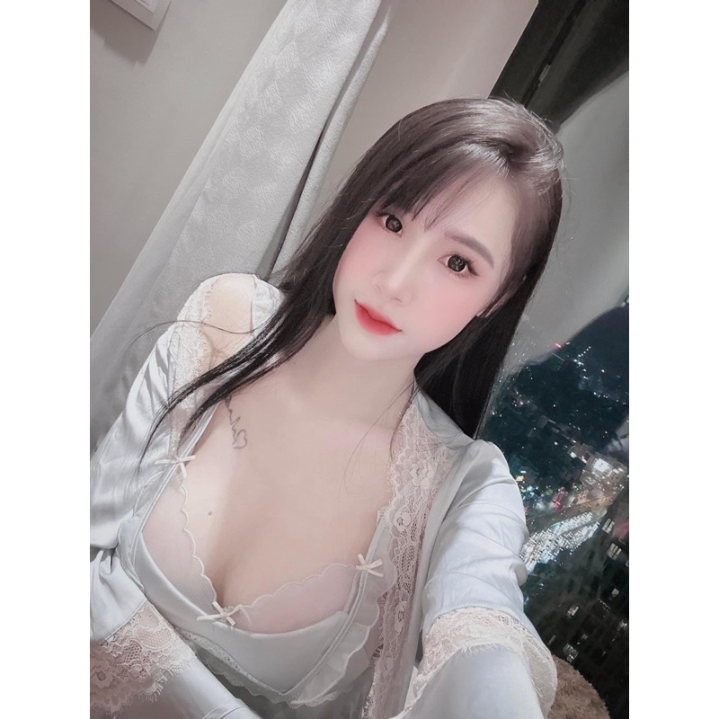 Váy ngủ lụa hai dây cánh tiên chân ren khoét lưng sexy, đầm ngủ nữ mặc nhà