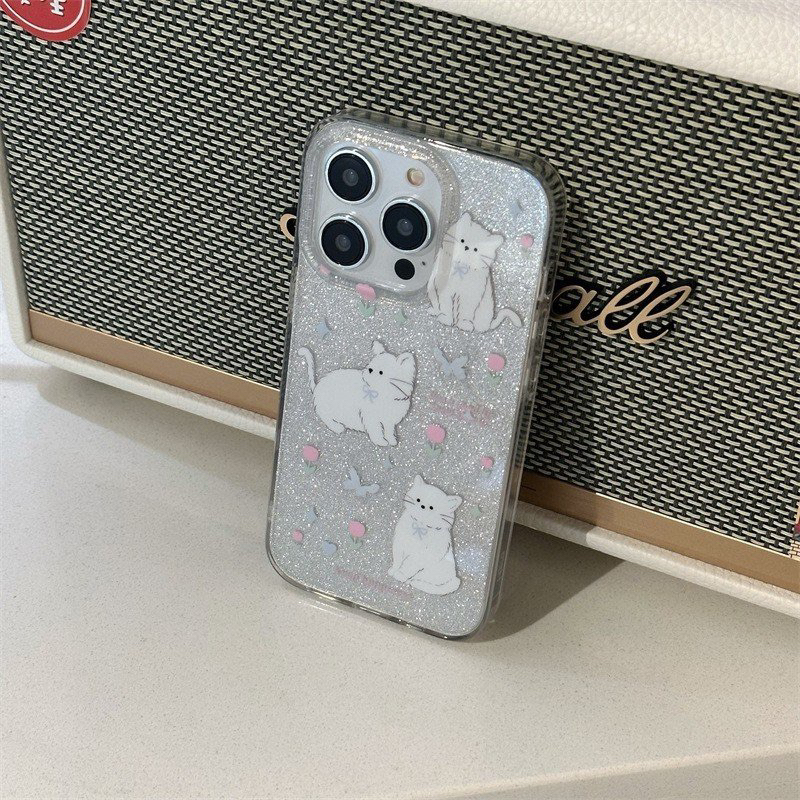 ỐP IPHONE FULL VIỀN HOẠ TIẾT GLITTER KITTY