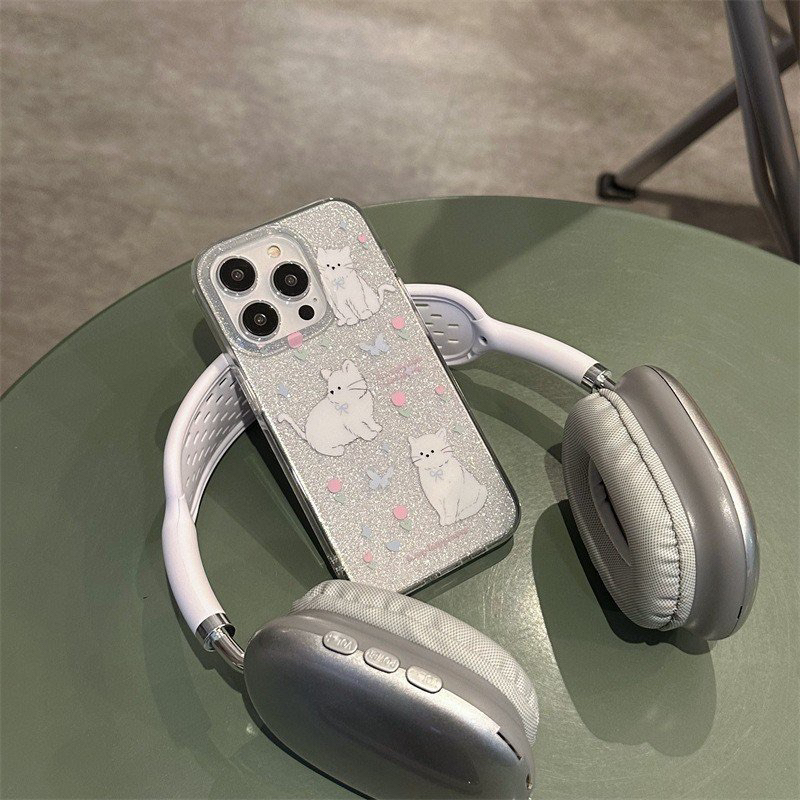 ỐP IPHONE FULL VIỀN HOẠ TIẾT GLITTER KITTY