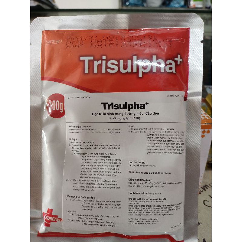 Trisulpha 100gr kí sinh trùng đường máu, sưng mắt, phù đầu, chảy nước mắt, coryza