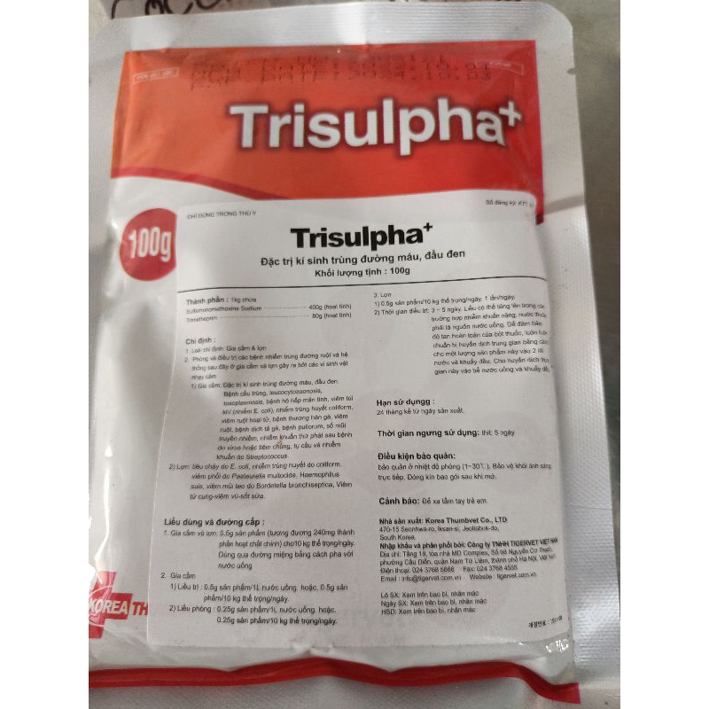 Trisulpha 100gr kí sinh trùng đường máu, sưng mắt, phù đầu, chảy nước mắt, coryza
