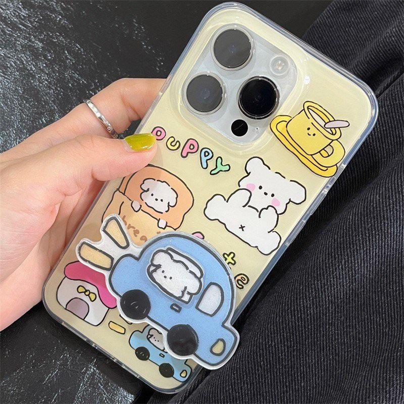 ỐP IPHONE FULL VIỀN HOẠ TIẾT BRUM BRUM KÈM GIÁ ĐỠ